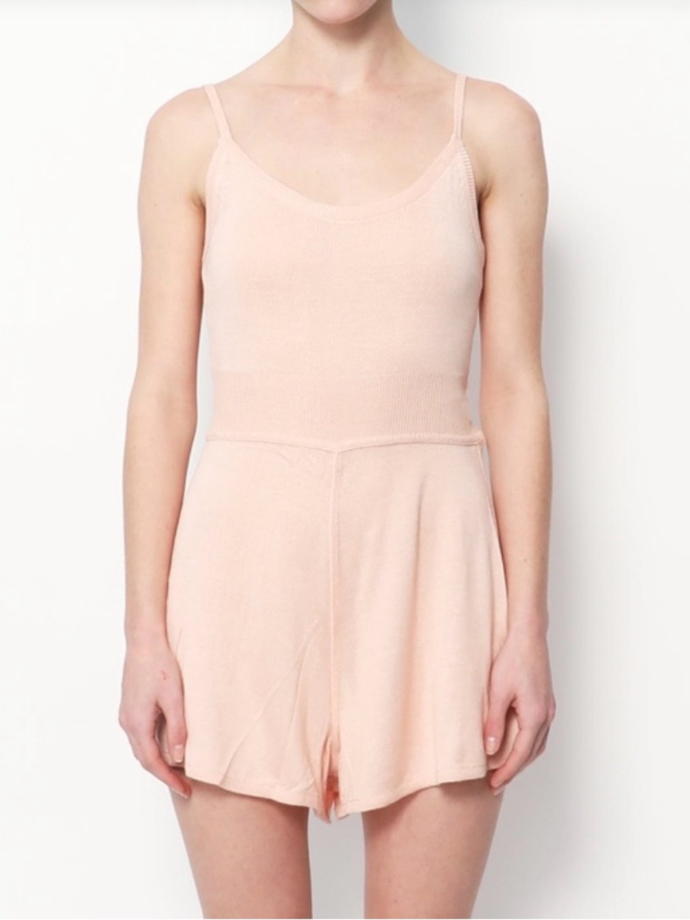 Alaia Pale Pink Knit Spaghetti-Strap Romper